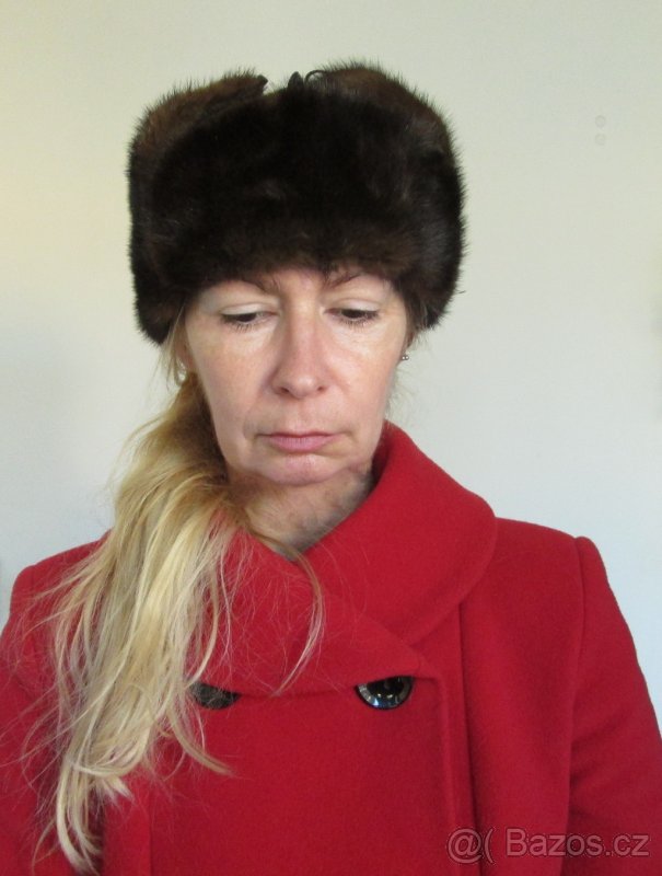 Čepice, ušanka dámská, norek a kůže - 2