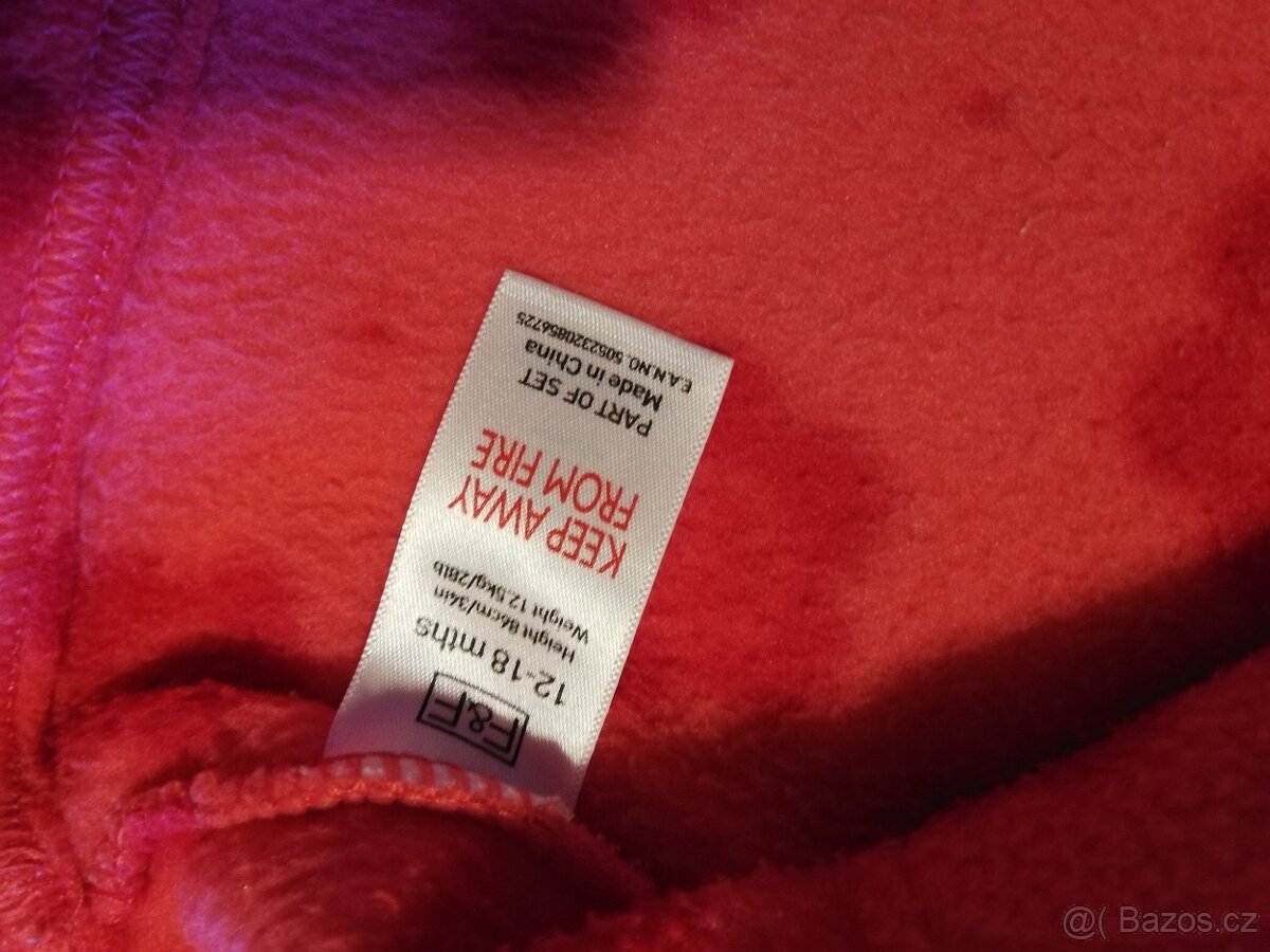 Červené fleecové šaty, velikost 86 - 2