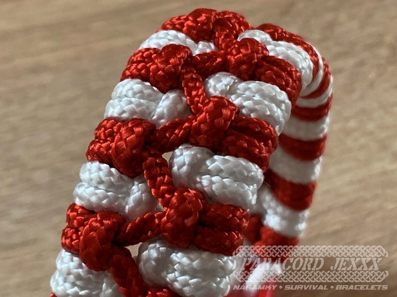 Paracord náramek (18 cm) red - white - 2
