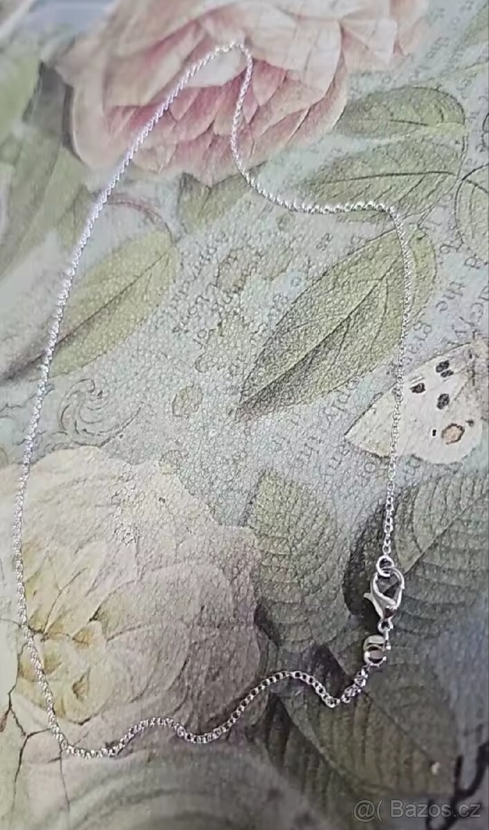 Nový dámský stříbrný náhrdelník 925 délka 45 cm s očky tenký - 2