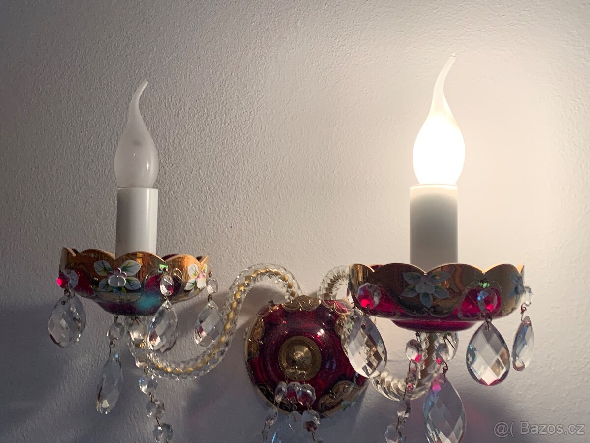 Dvojramenné nástěnné svítidlo rubín smalt - 2