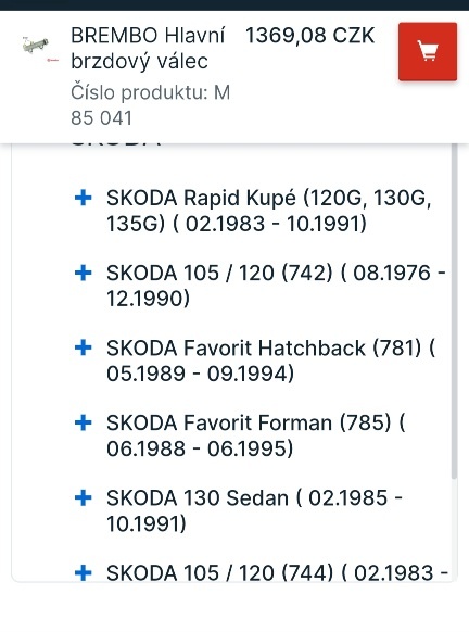 Hlavní brzdový válec Favorit Brembo - 2