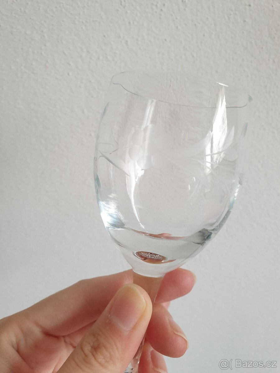 Retro skleněná číše broušené sklo 2ks - 2