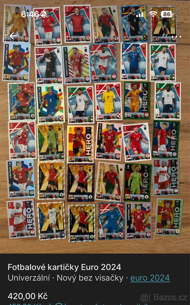 Fotbalové kartičky Euro - 2