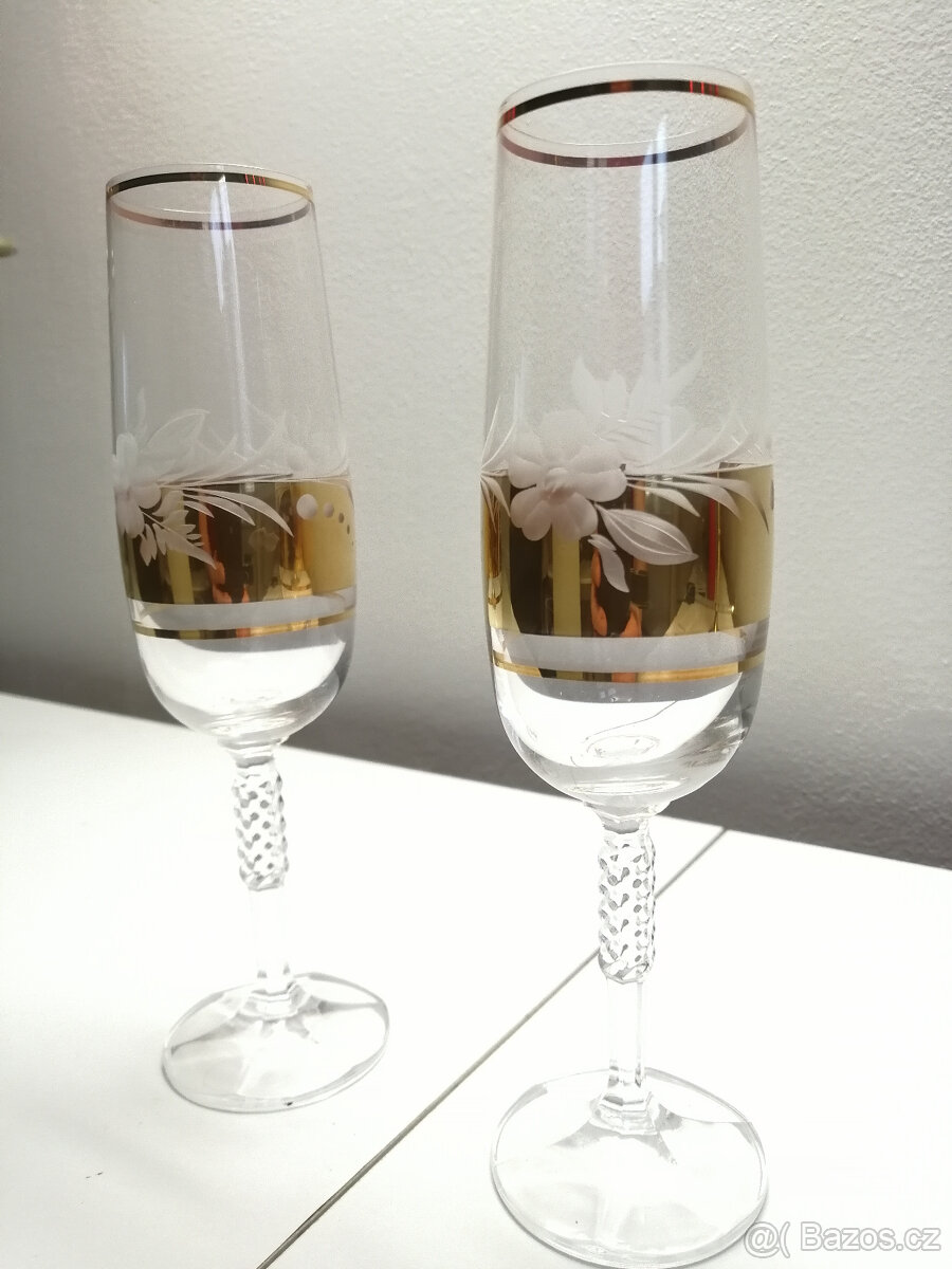 Skleničky zlatě zdobené broušené - 2