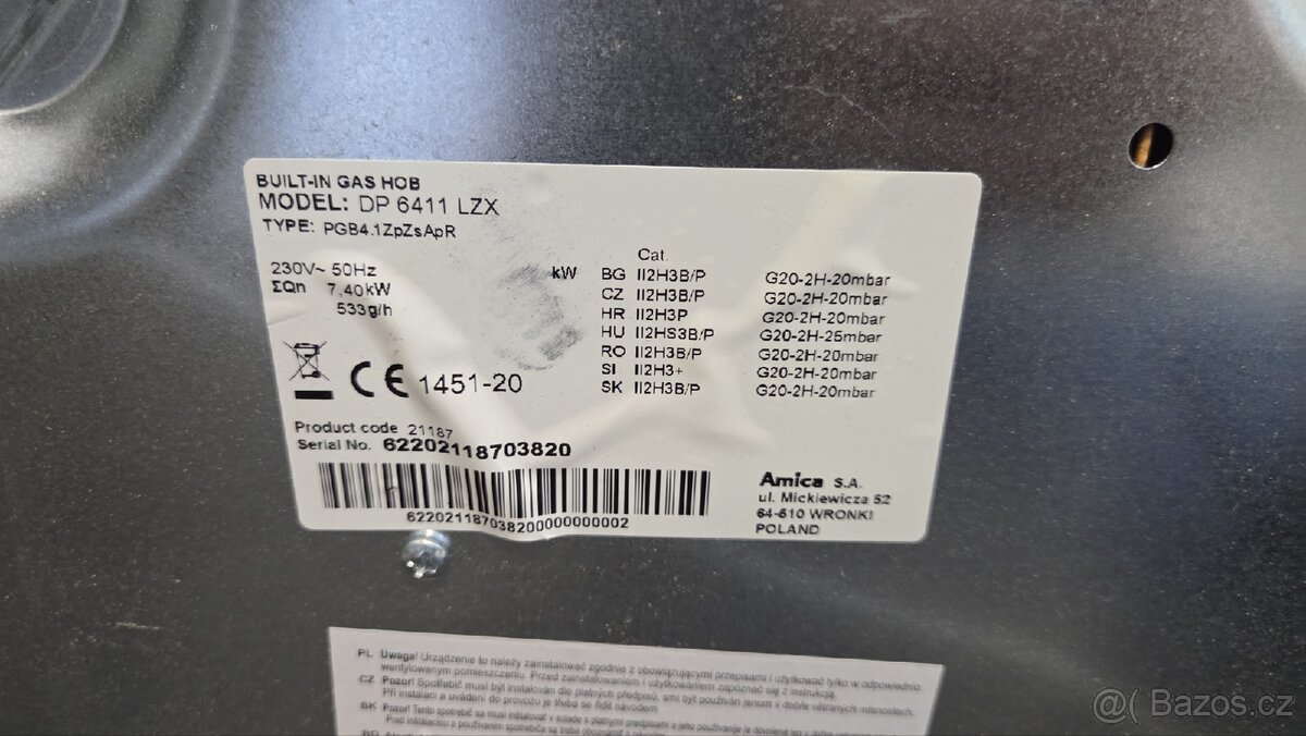 Plynová varná deska Amica DP 6411 LZX - 2