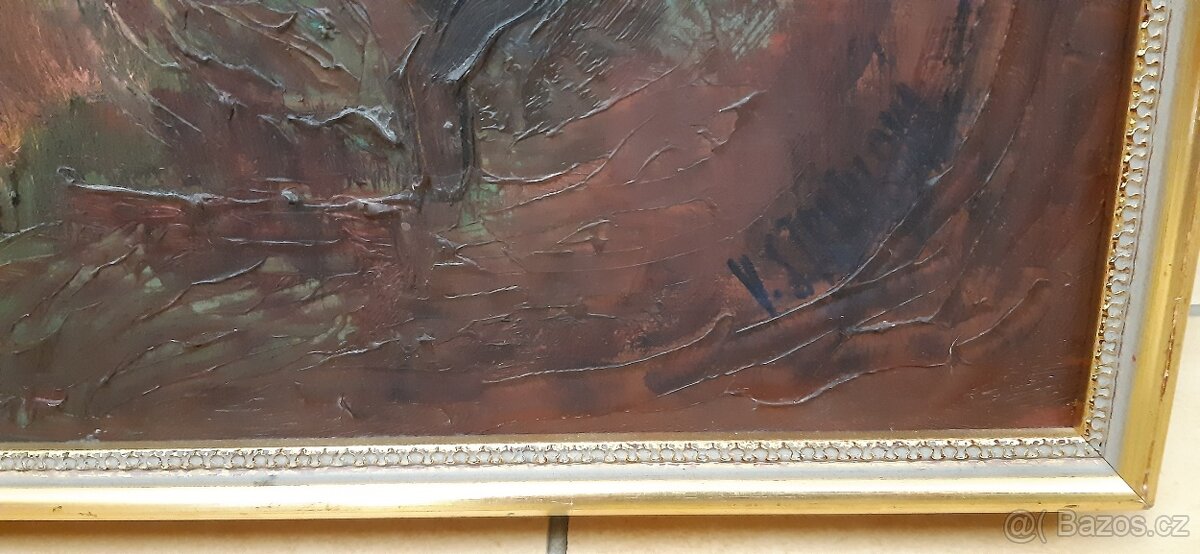 Obraz olej na plátně Vladimíra Stratilová signováno , " Luž - 2