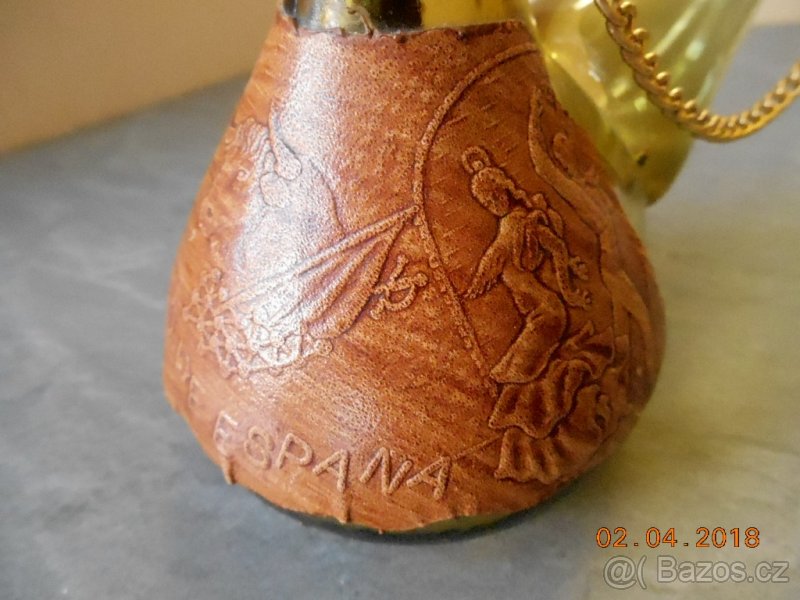 KARAFA SKLO KŮŽE DŘEVO - 2