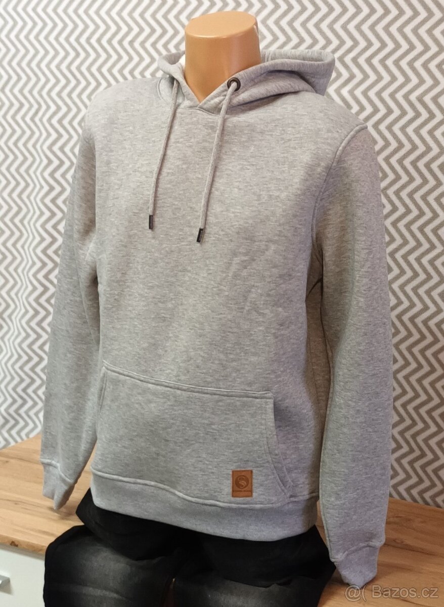 Pánská šedá mikina s kapucí - 2