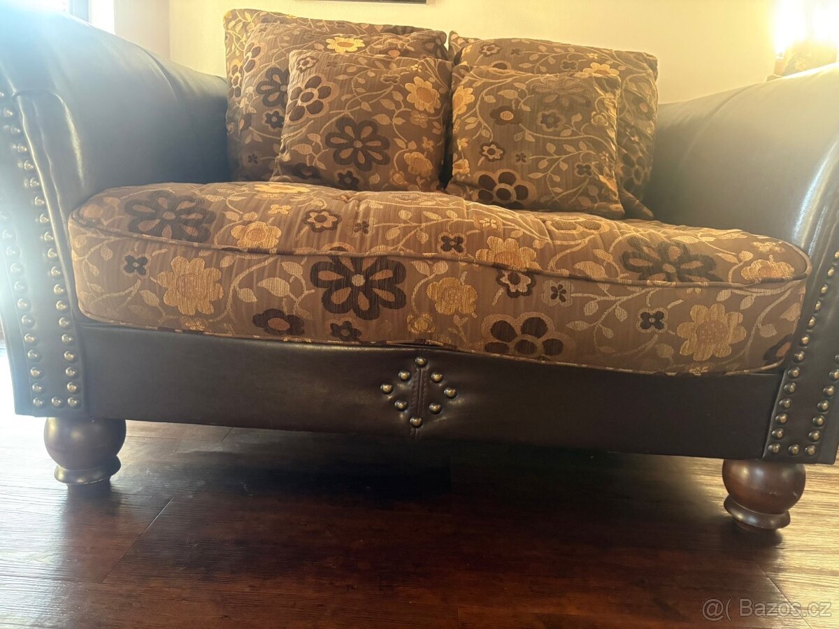 kožená sedačka s textilními sedáky - 2