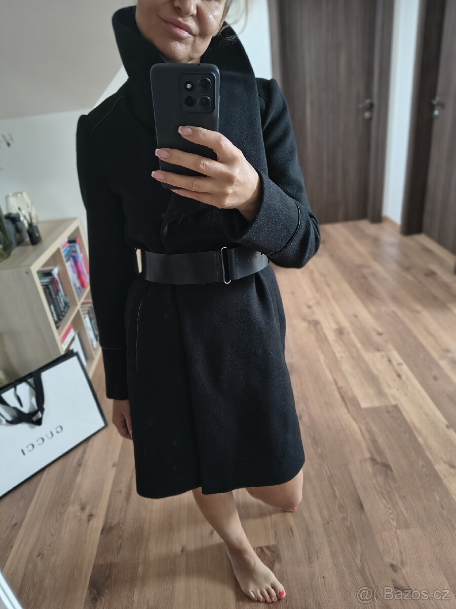 Černý elegantní kabát, vel XS/34, nový - 2