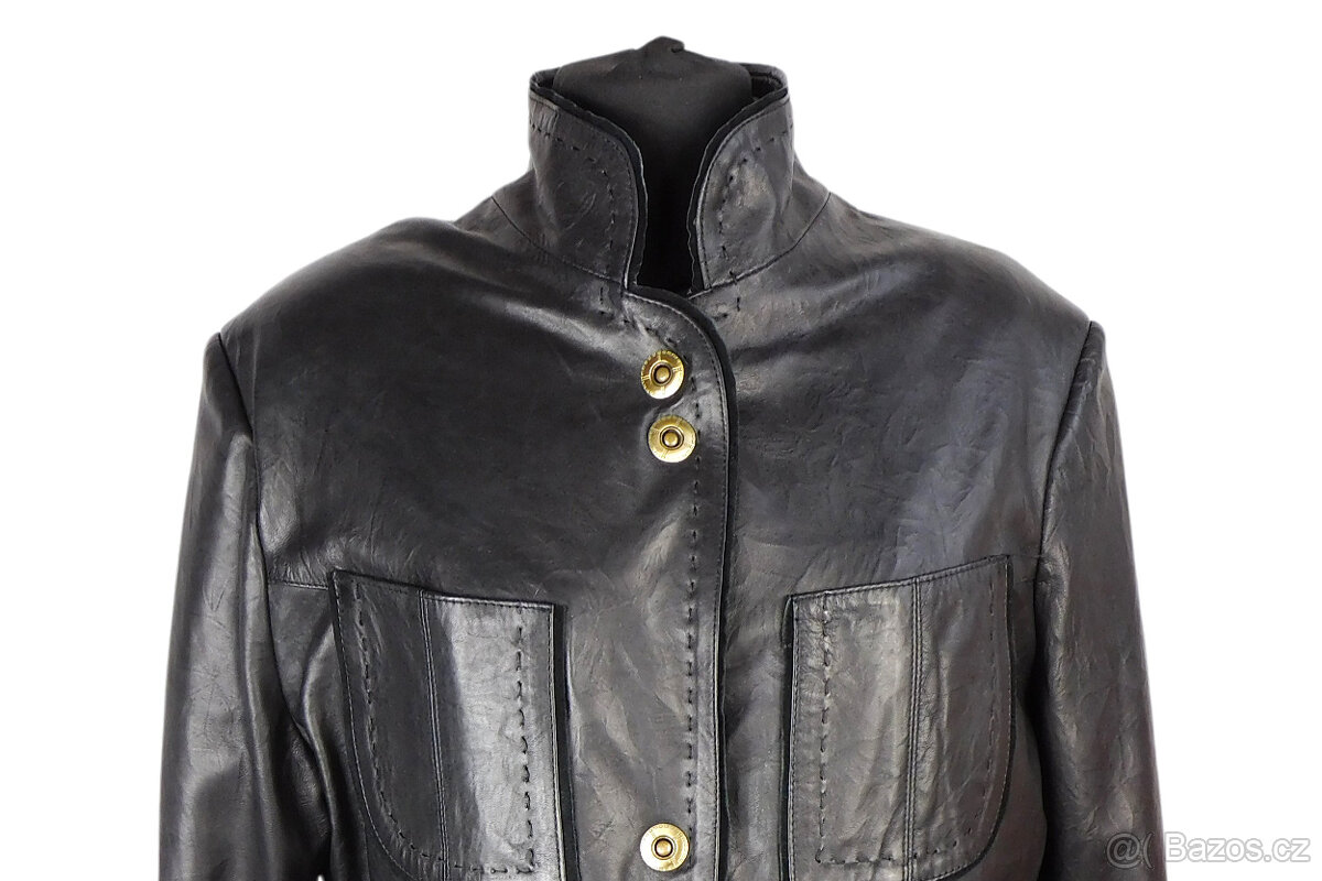 Kožená měkká dámská černá bunda DERI vel. L - 2