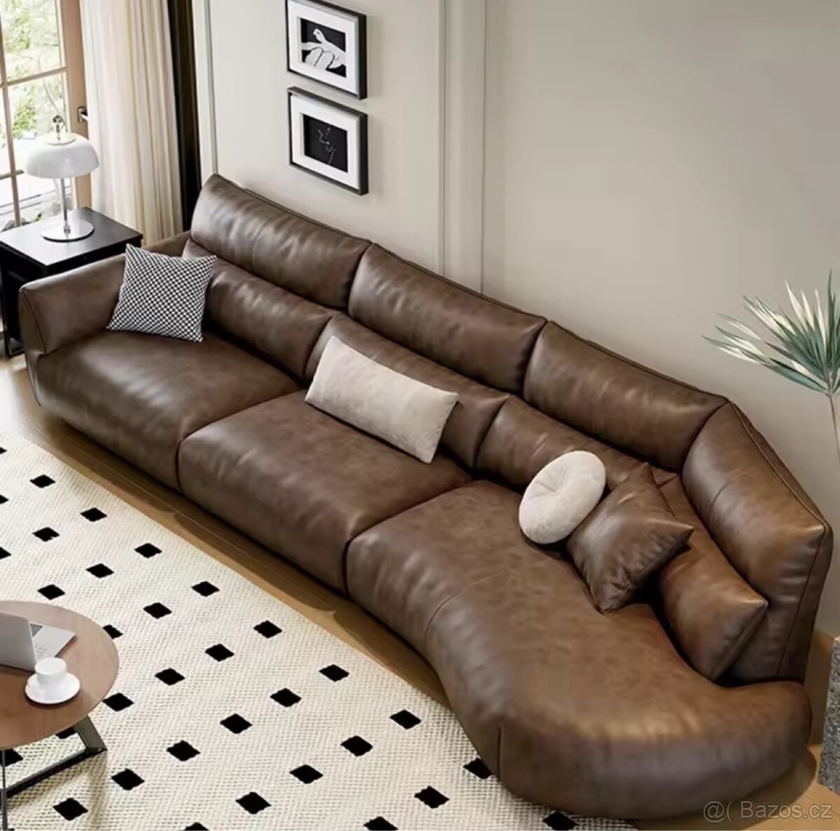 Luxusní kožená rohová pohovka 3,6 m – moderní design - 2