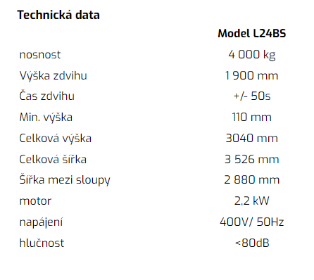 Dvousluopový elektrohydraulický zvedák L24BS - 2