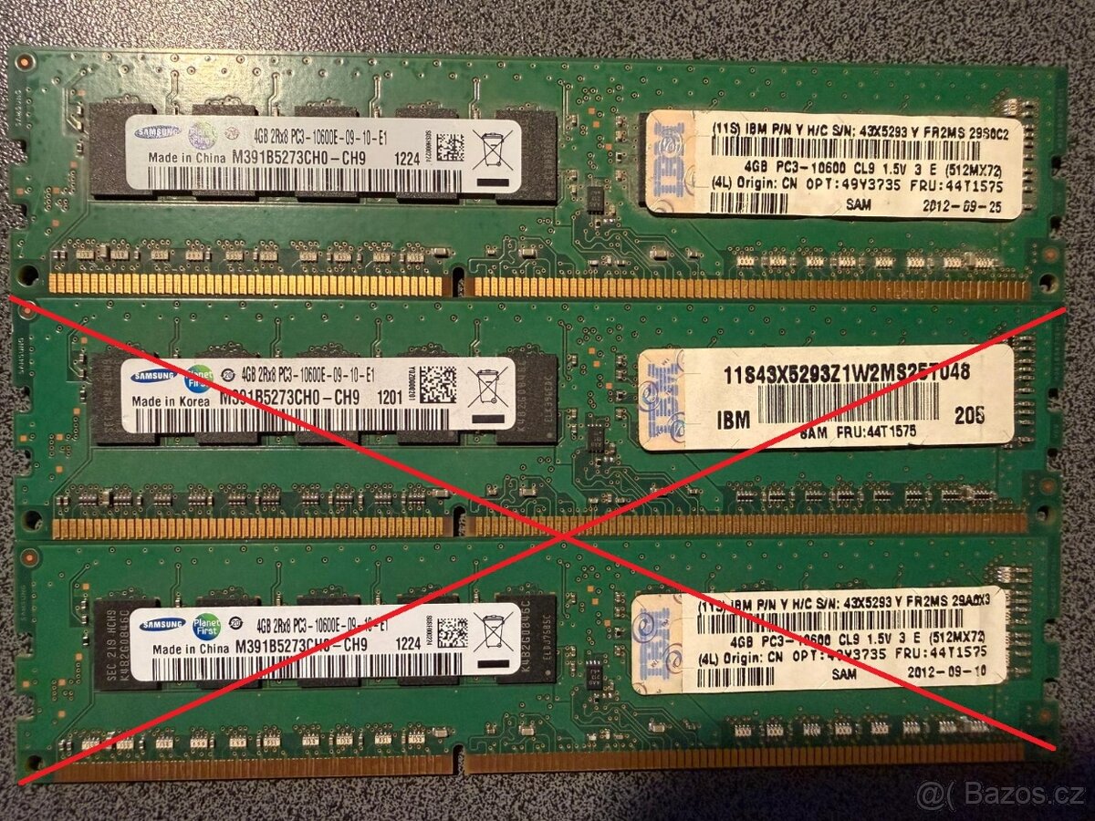 Server RAM 4GB DDR3 ECC UDIMM PC3-10600E – 4 ks (Samsung / I - 2