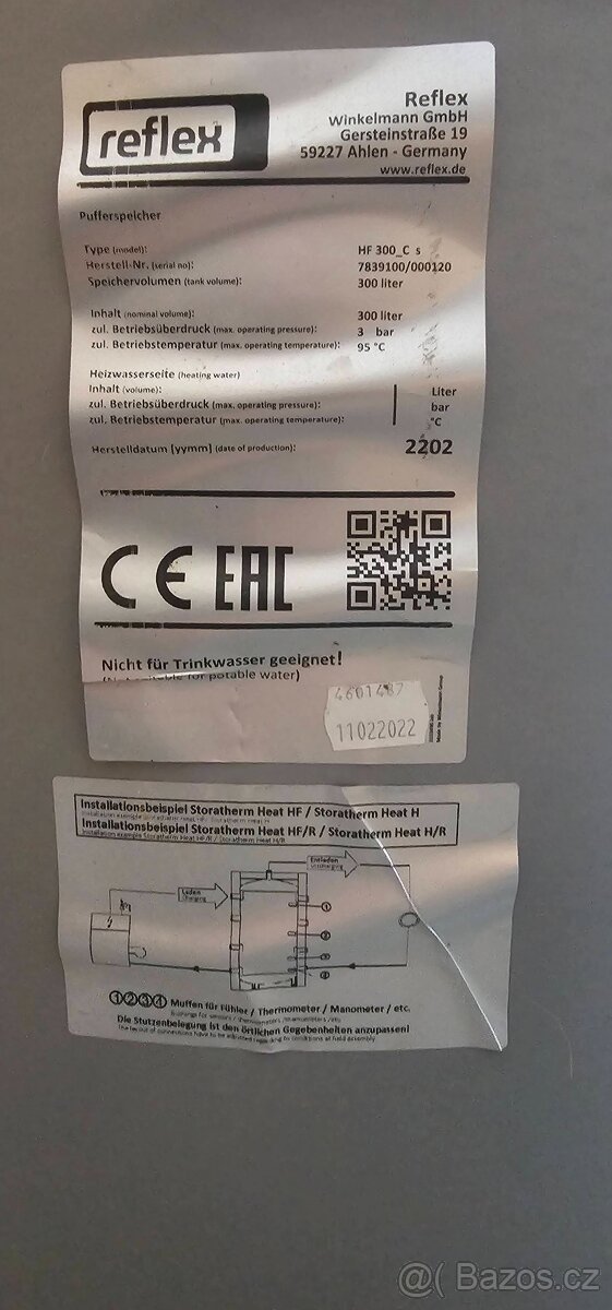 Akumulační nádrž stacionární s izolací 300 l - 2