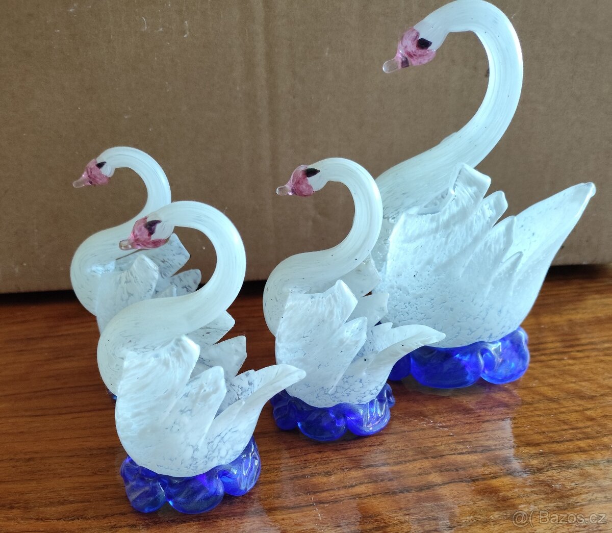 Skleněné labutě -retro hutní sklo - 2
