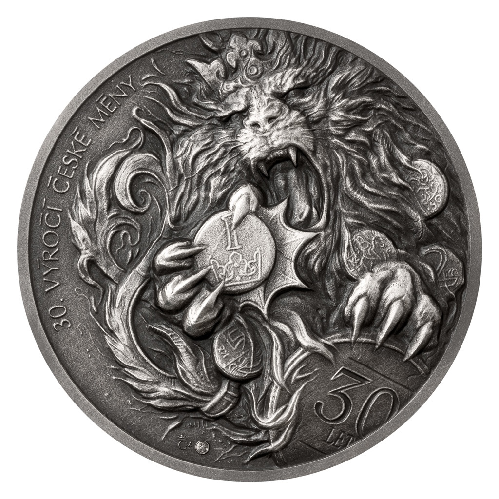 Stříbrná uncová medaile 30 let České mincovny a české měny - 2