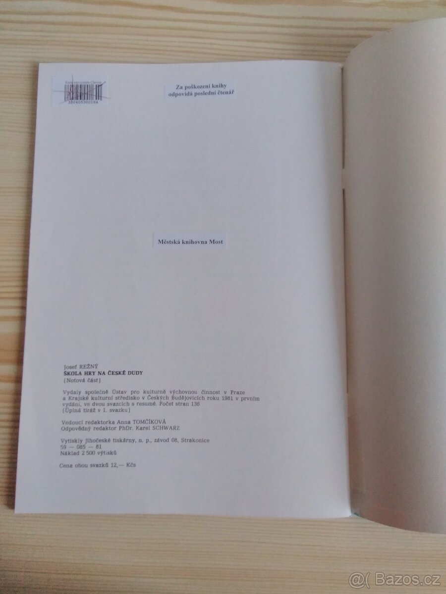 Škola hry na české dudy 2 (notová část) - Josef Režný - 2