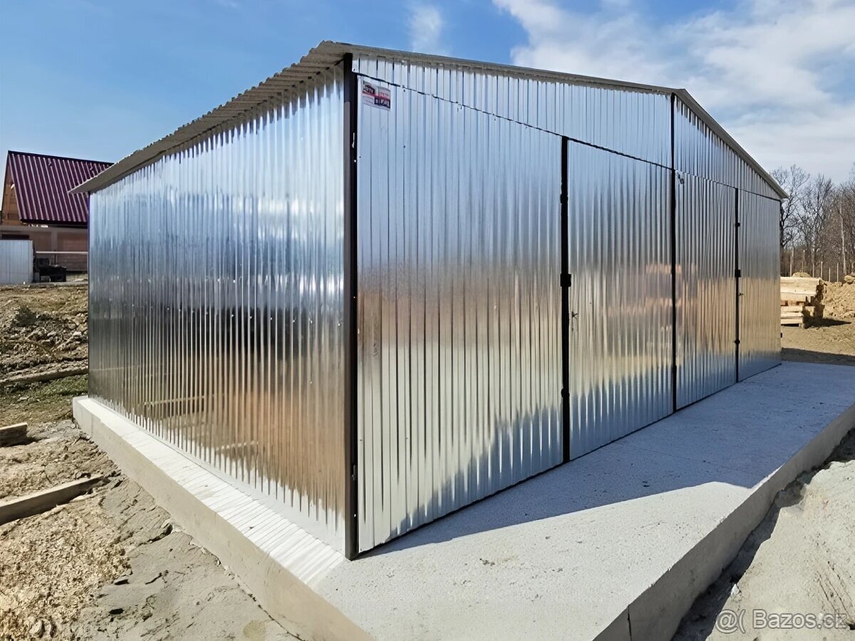 Plechová garáž 6x6m - 2