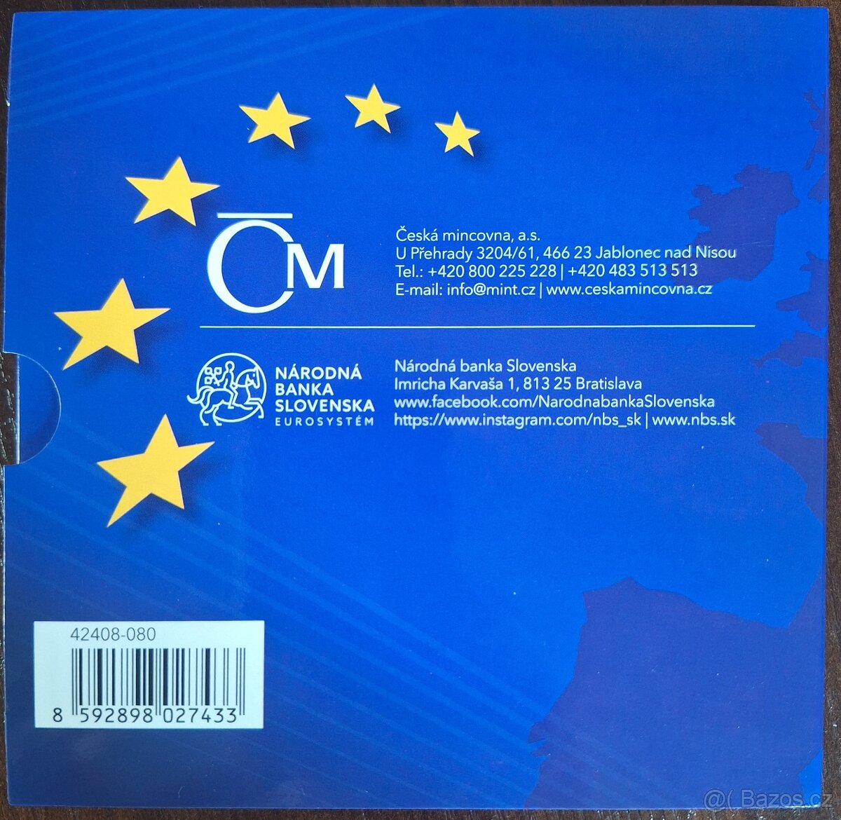 SADA OBĚŽNÝCH MINCÍ 2024 VSTUP ČR a SR do EU stand - 2