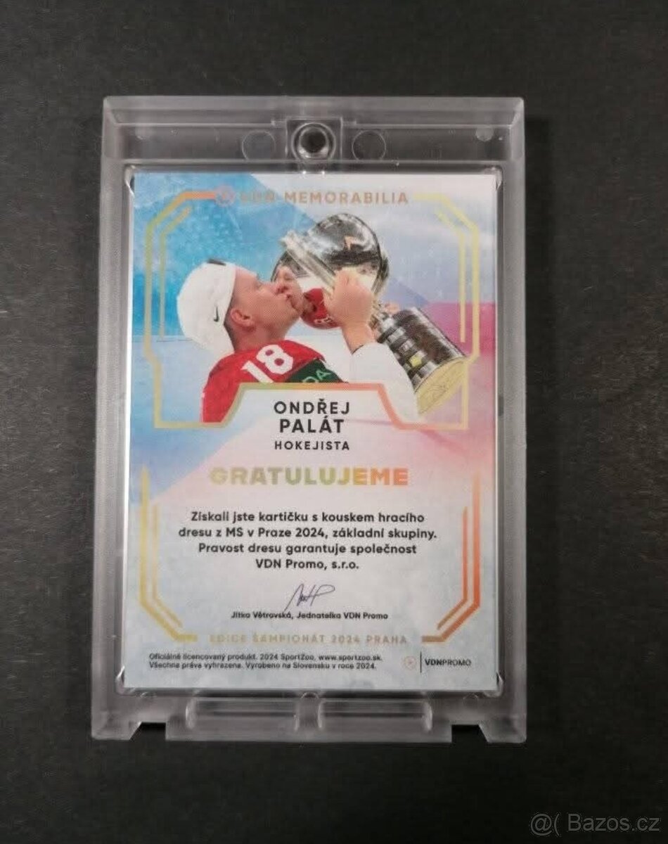 Hokejová karta s kouskem dresu - rarita - 2