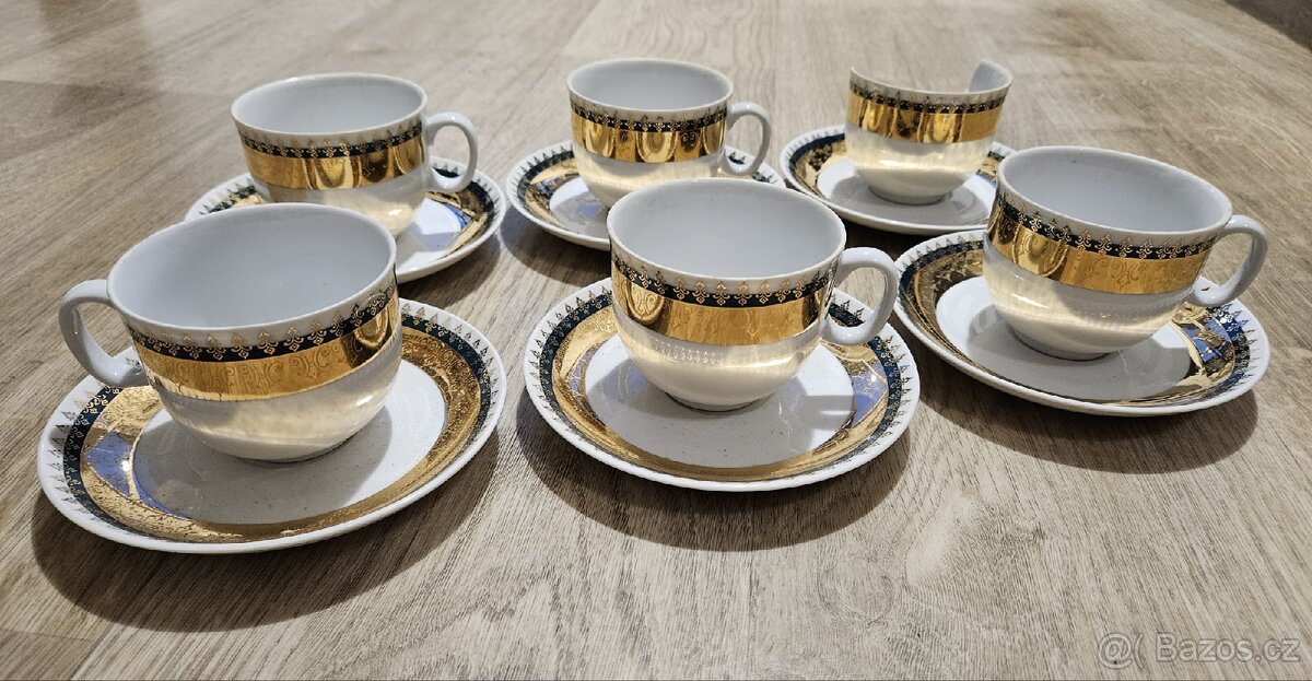 5ks hrnky - šálky + podšálky H&C Made in Czechoslovakia - 2