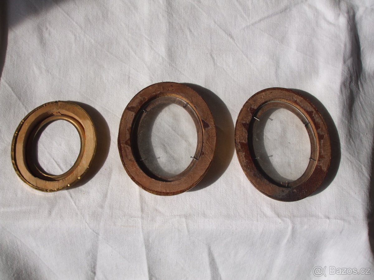 oválné rámečky dřevo 3 kusy sklo - 2