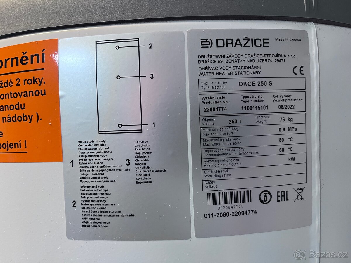 Bojler Dražice OKCE 250 S - 2