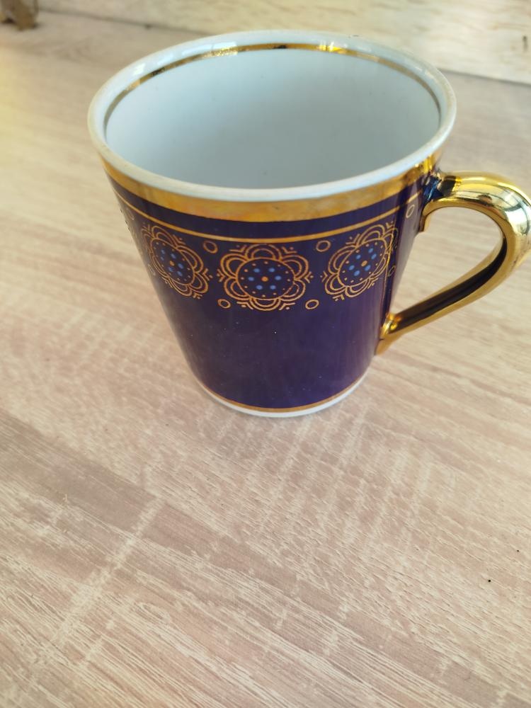 RETRO sovětský hrnek USSR - Modrozlatý dekor - 2