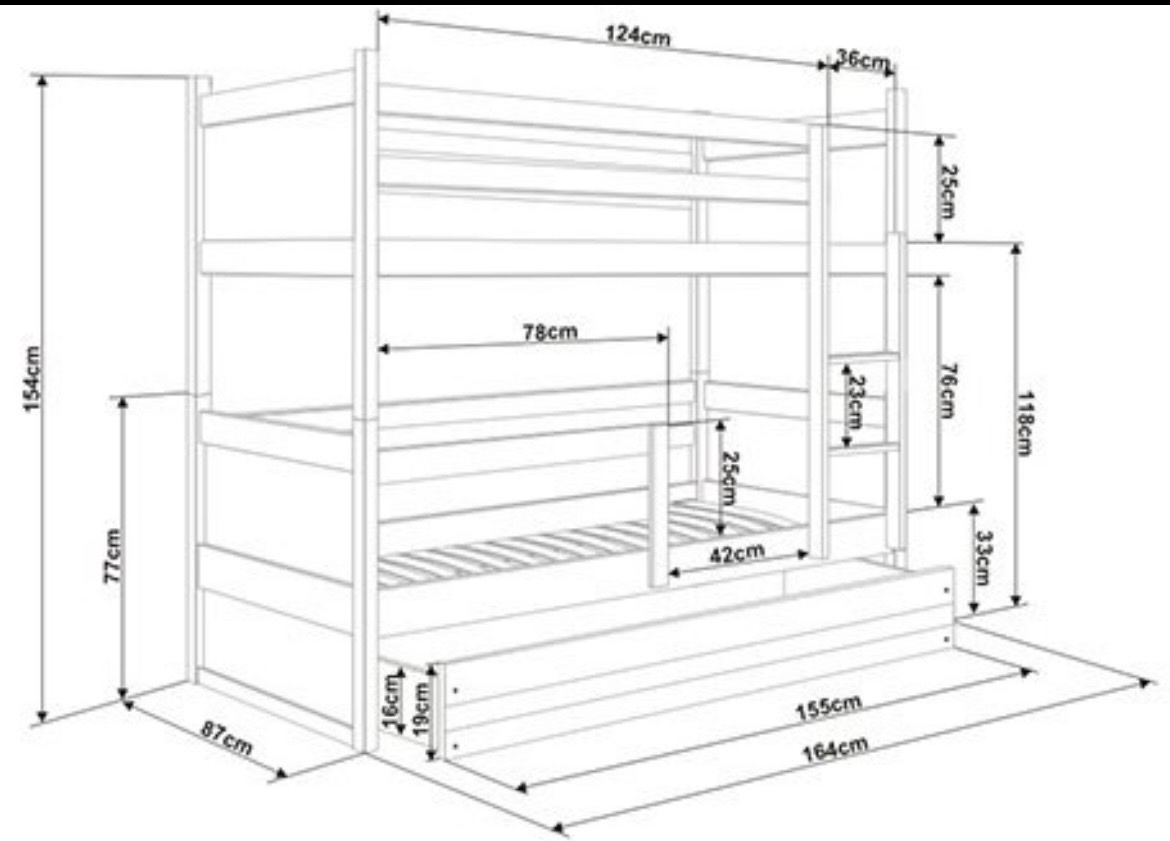 Dětská patrová postel (palanda) 80x160 cm - 2