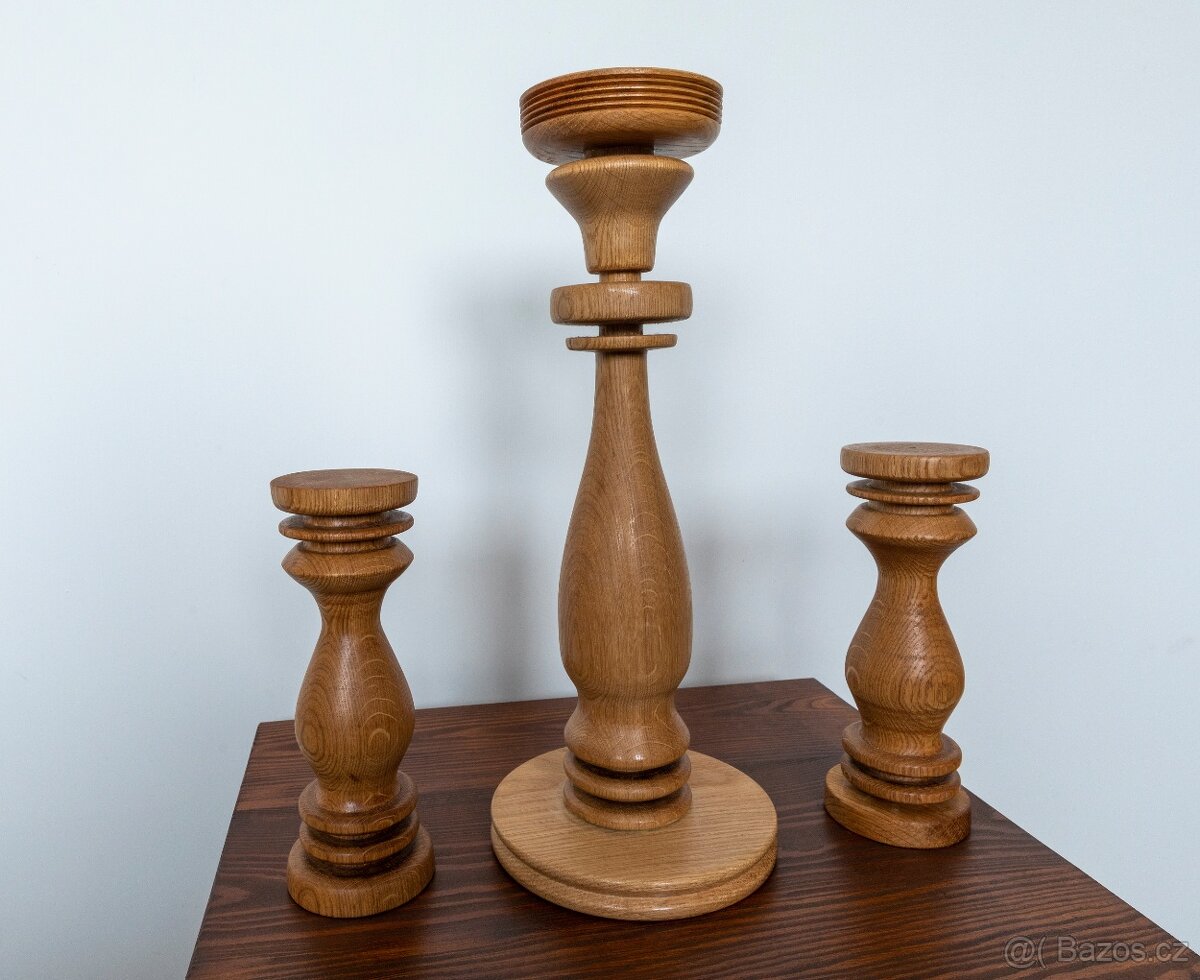 Sada tří svícnů z dubu - 2