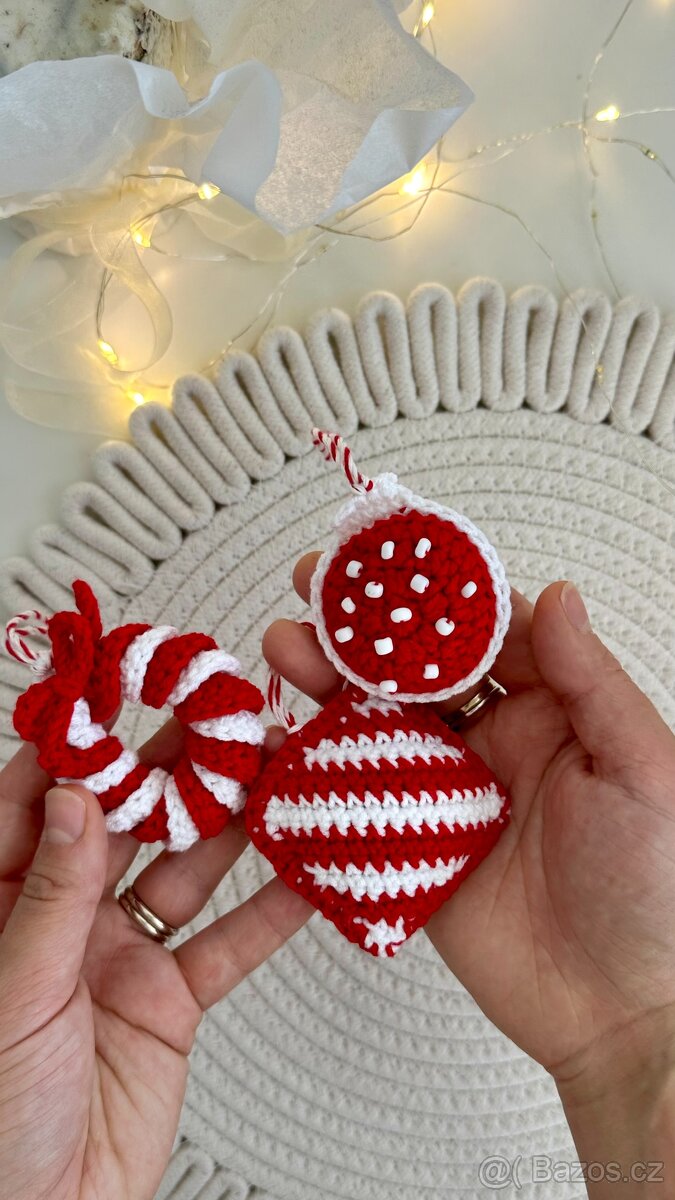 Háčkované vánoční ozdoby – sada dekorací - - 2