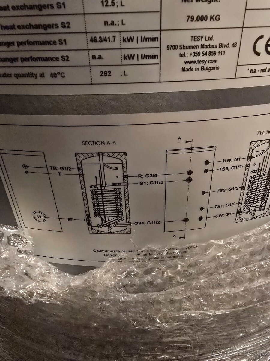 Bojler s výměníkem TESY 200L EV - 2