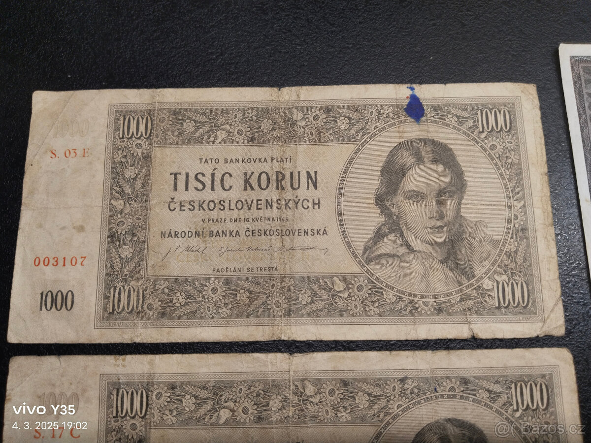 Bankovky Československo 1945 a 1946 - 2