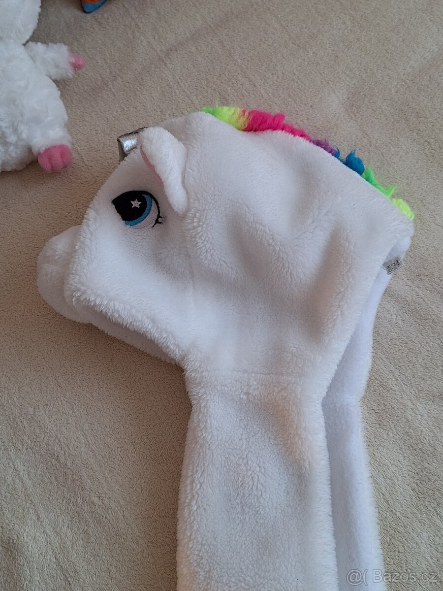 Zimní čepice šála - jednorožec - 2