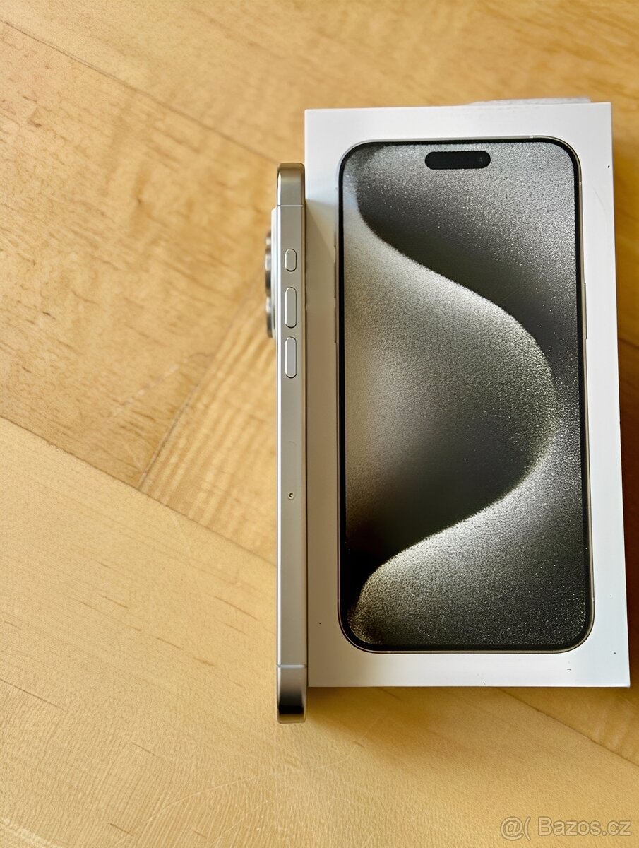 iPhone 15 Pro Bílý Titan BATERIE 100% TOP - 2