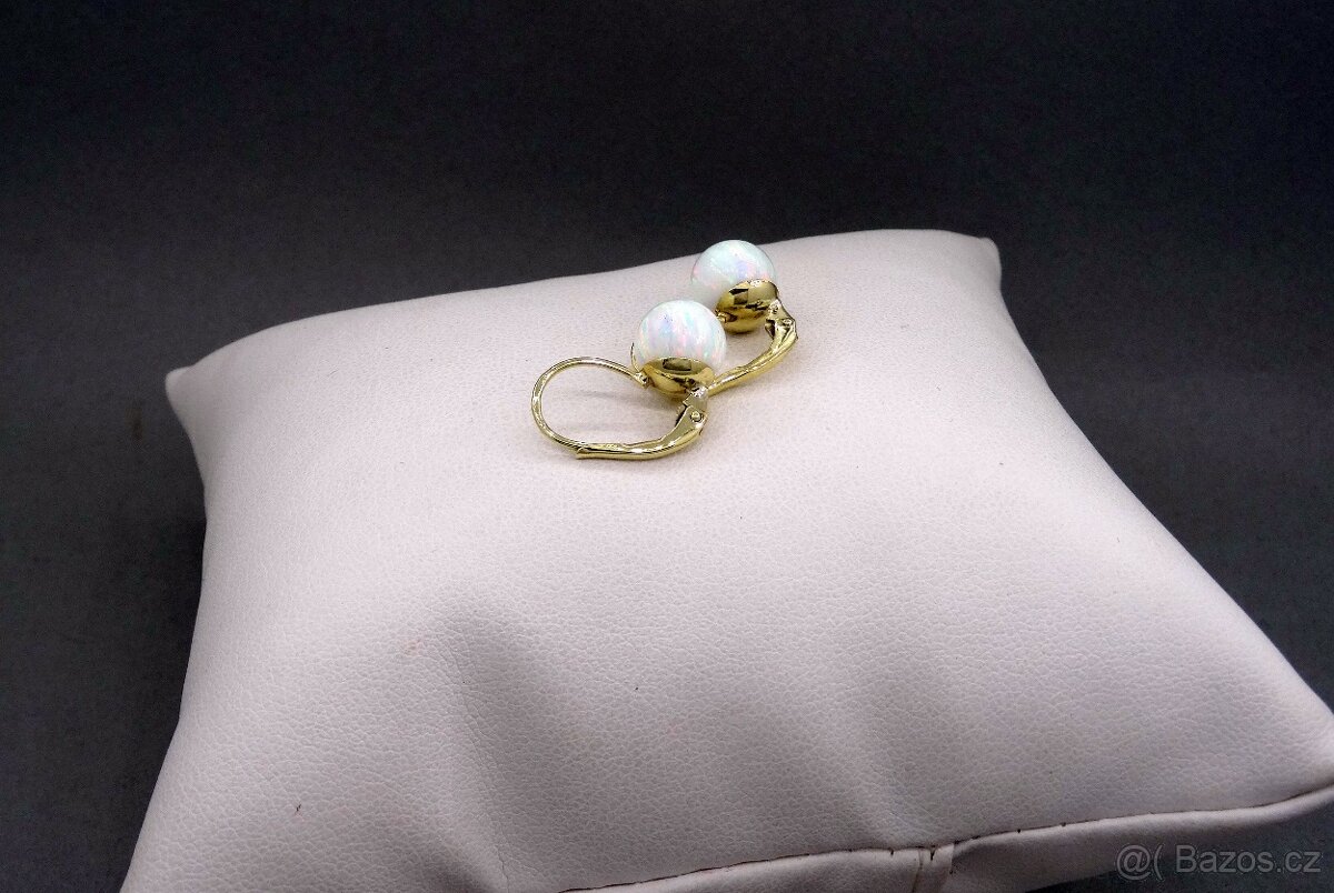 Krásné zlaté náušnice s opálem - 2