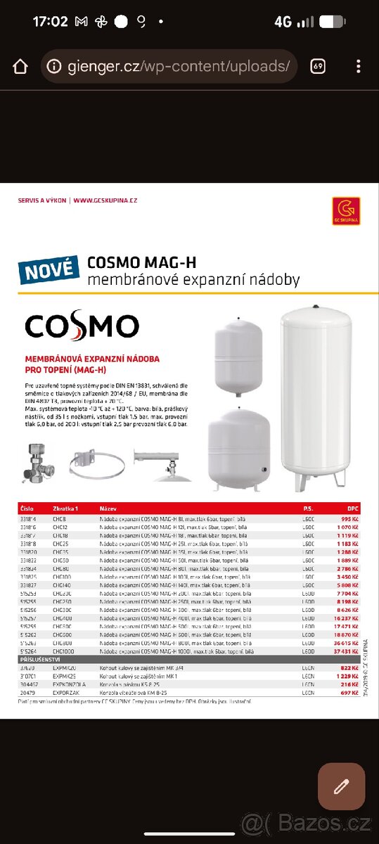 Expanzní nádoba Cosmo MAG-H 18 litrů - 2