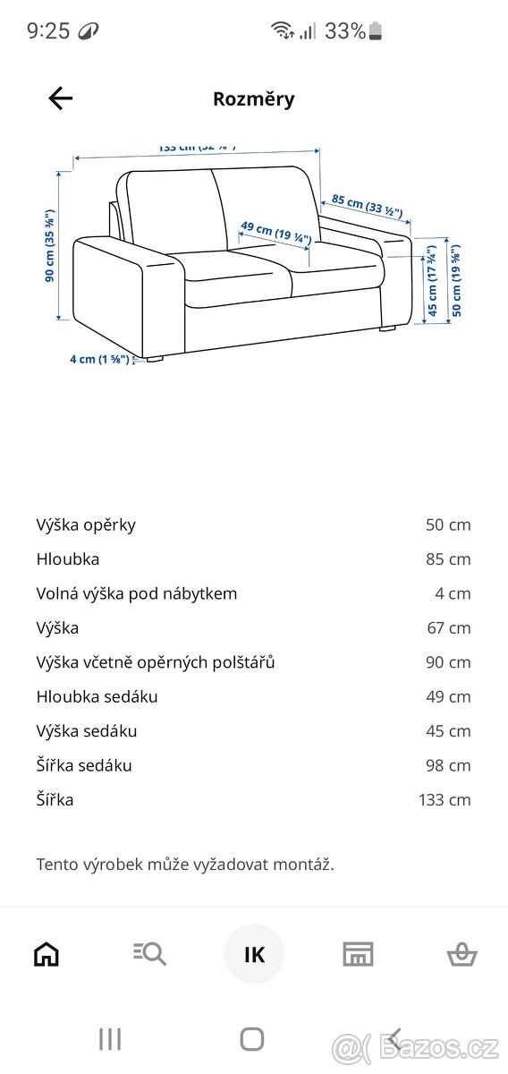Kompaktní dvoumístná pohovka IKEA Kivik - 2