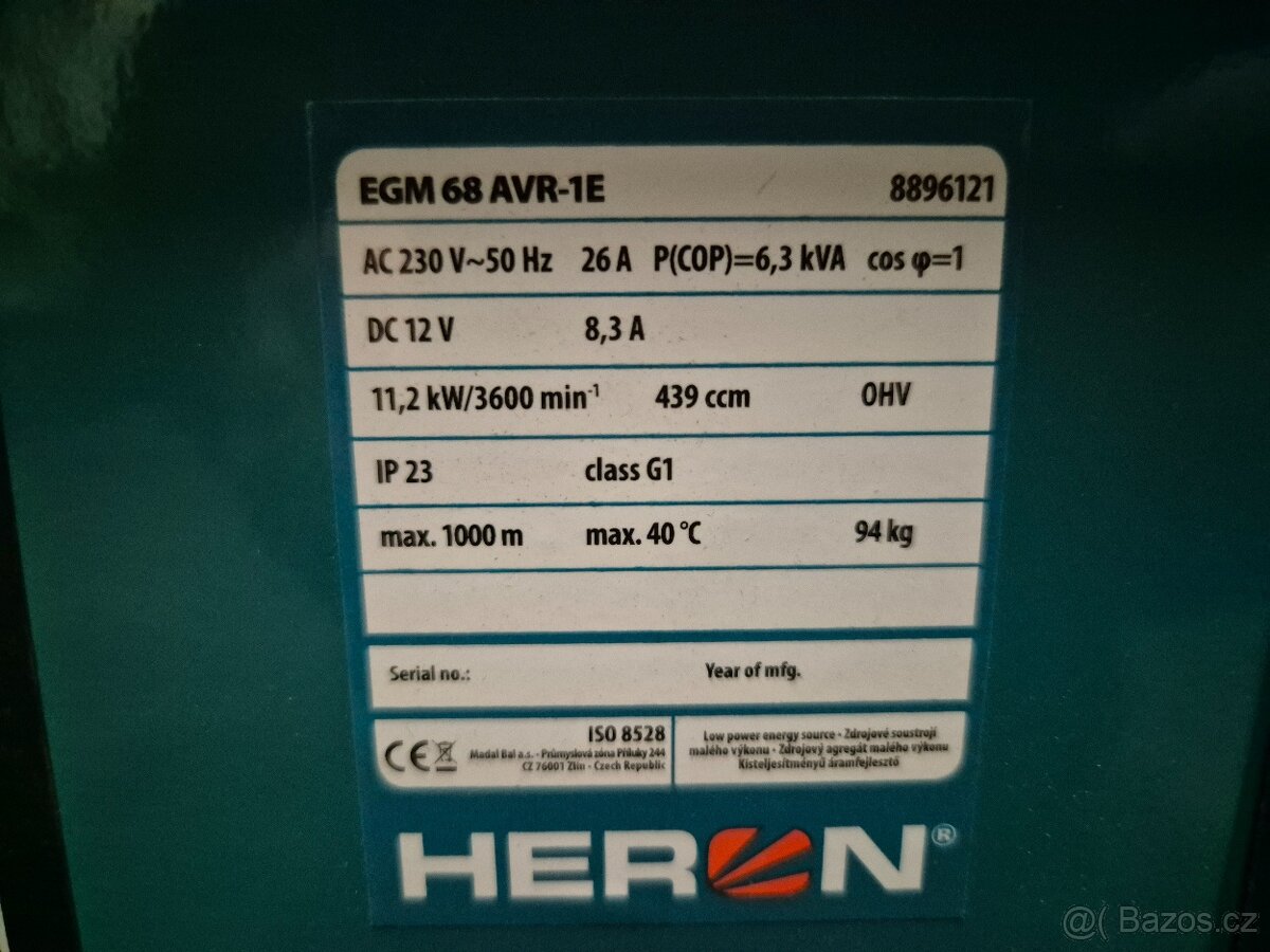Elektrocentrála HERON EGM 68 AVR 1E - 2