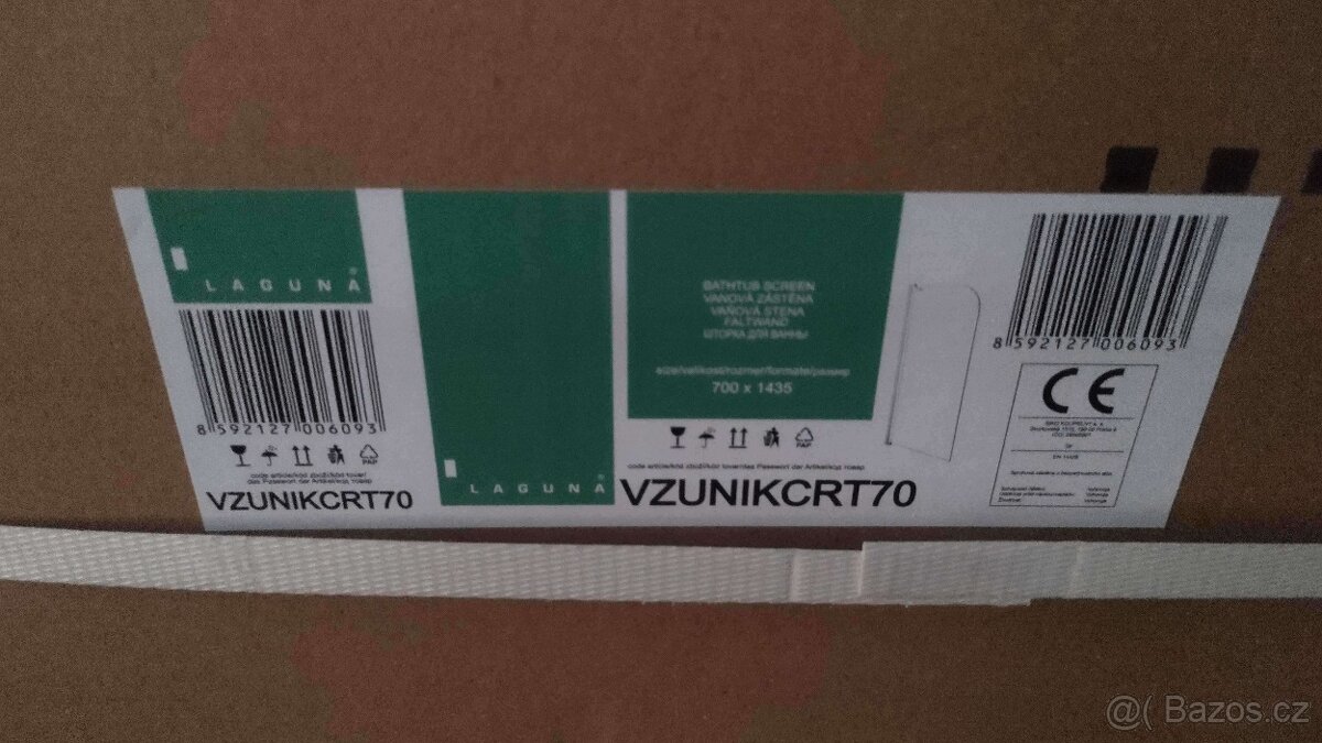 Vanová zástěna Laguna 143x70cm - sklo - chrom - 2