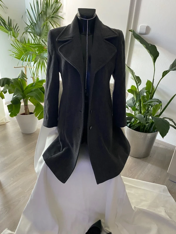 Zara kasmirovy dlouhy vlneny cerny kabat 38 - 2