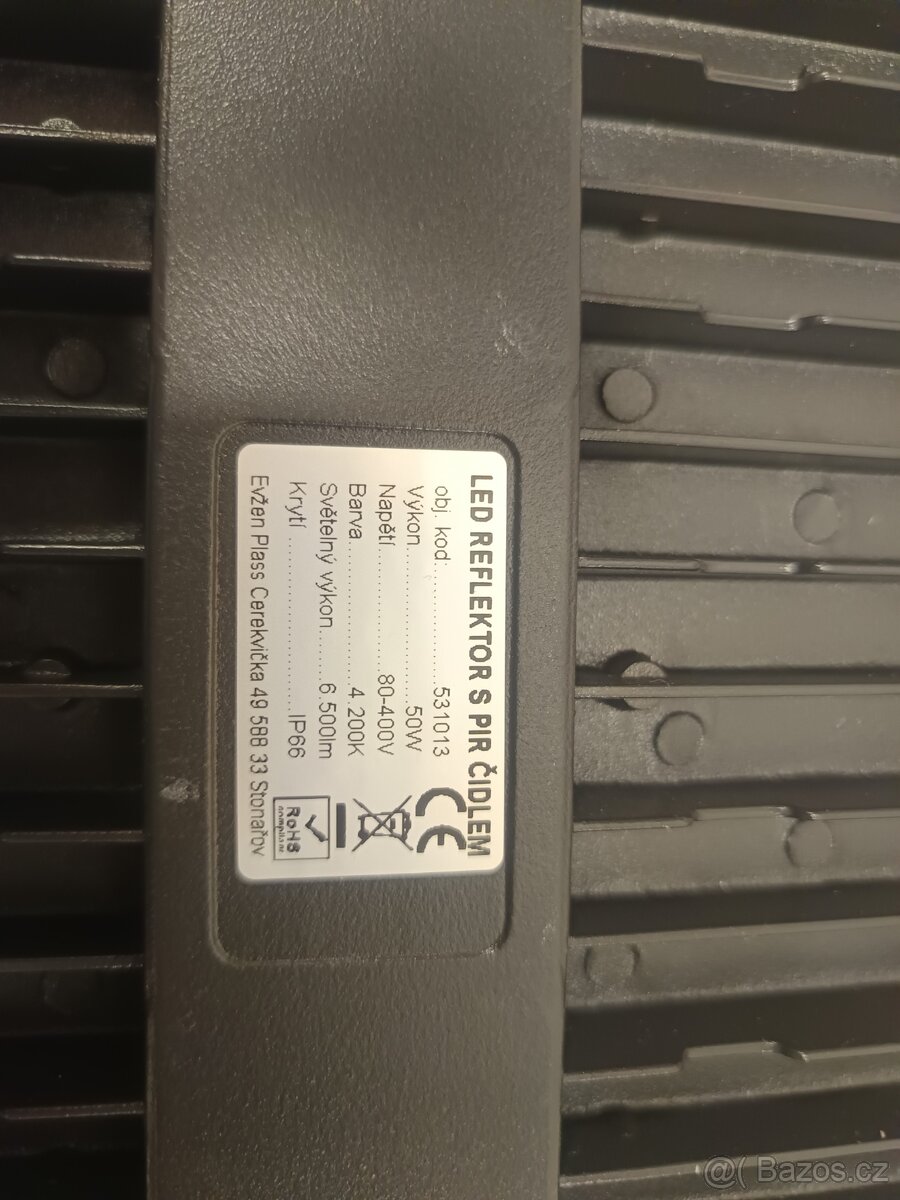 LED REFLEKTOR 50W s PIR čidlem, IP66, 50W LED - 2