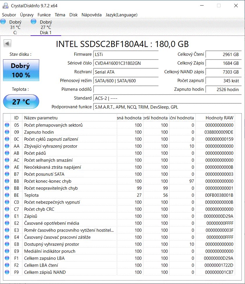SSD disk Intel 2.5" - 180GB SSD - 2