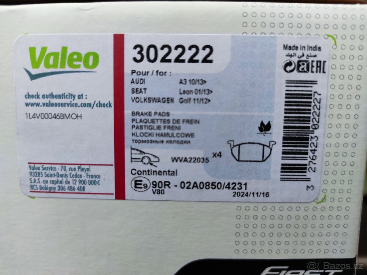 Přední brzdové destičky Valeo - 2