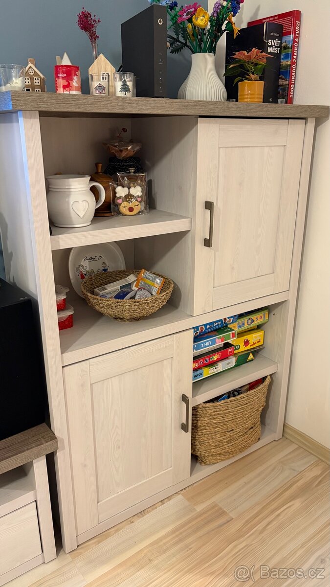 Obývací stěna PARVATI - pinie bílá/dub truffel - 2