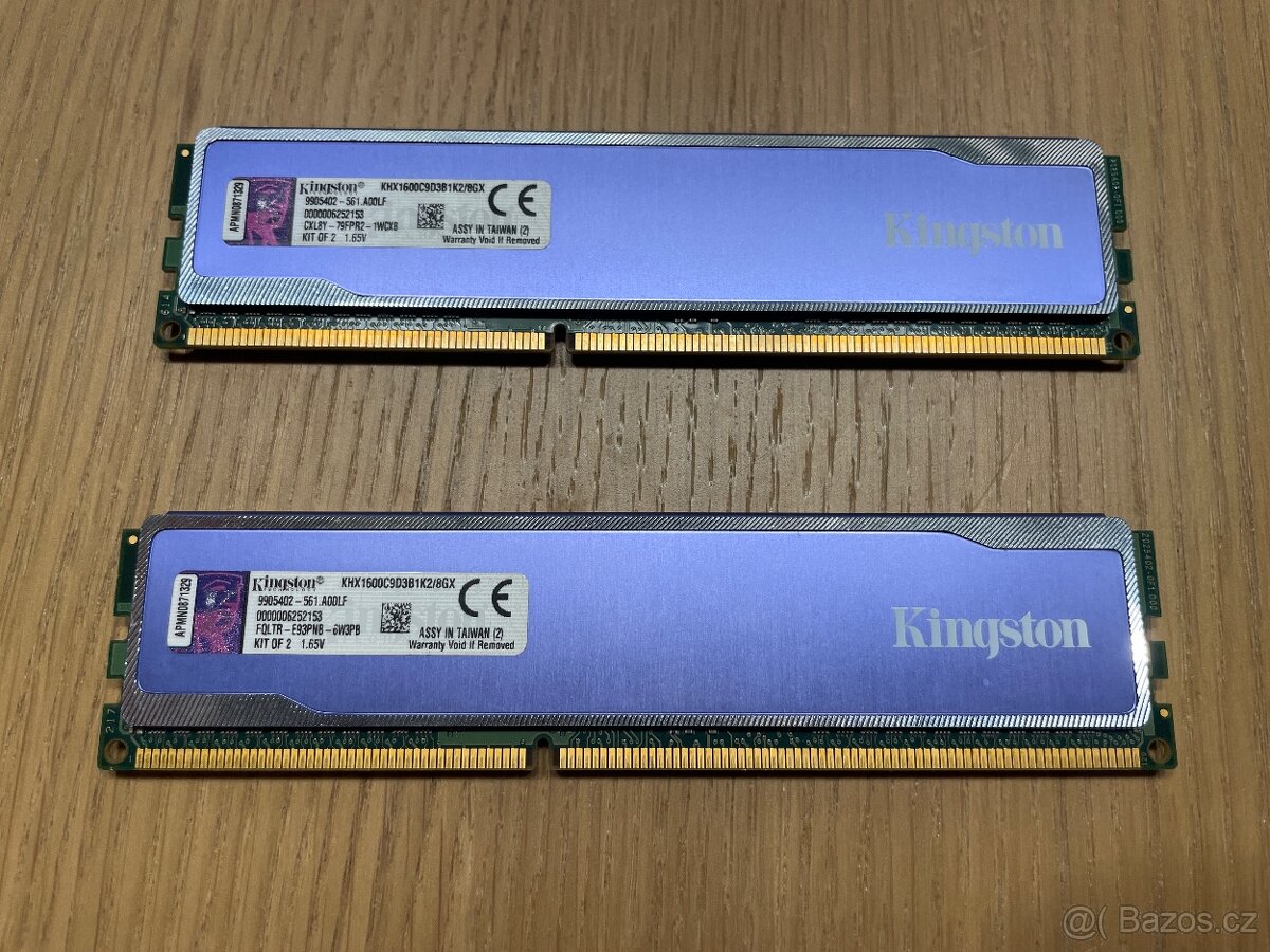 8GB DDR3 (2x 4GB) 1600 MHz Kingston HyperX Blu - 2