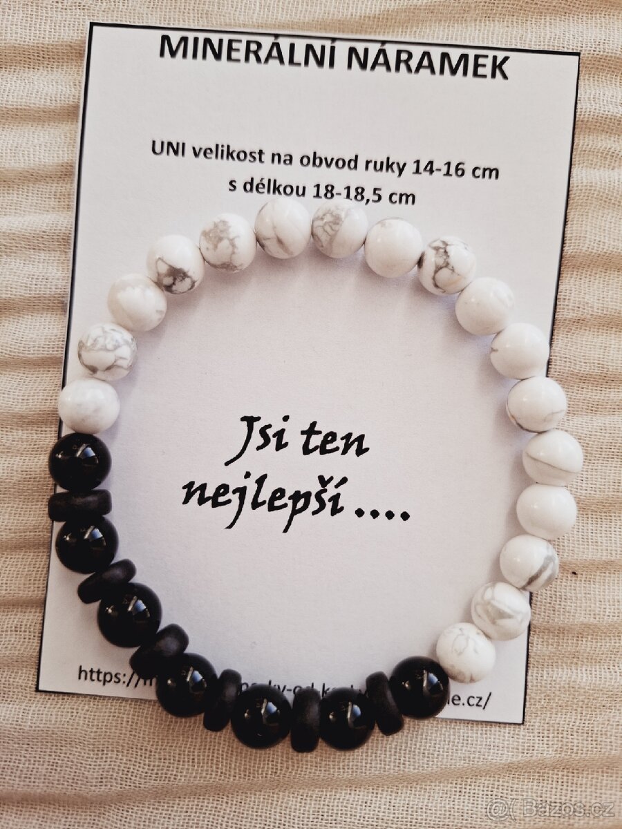 Pánský minerální náramek Howlit,Onyx - 2