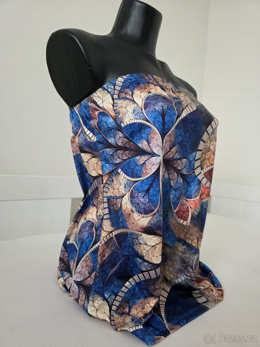Dámský modrý top se vzorem - Vel. S - S/M - M - 2